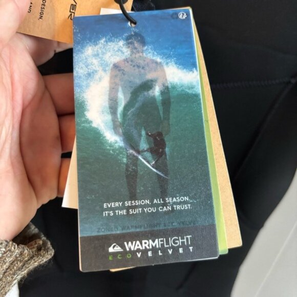 Quiksilver NWT 4/3 Back-Zip Wetsuit WarmFlight Eco Velvet Black Youth 16B *NOTE - Picture 5 of 16